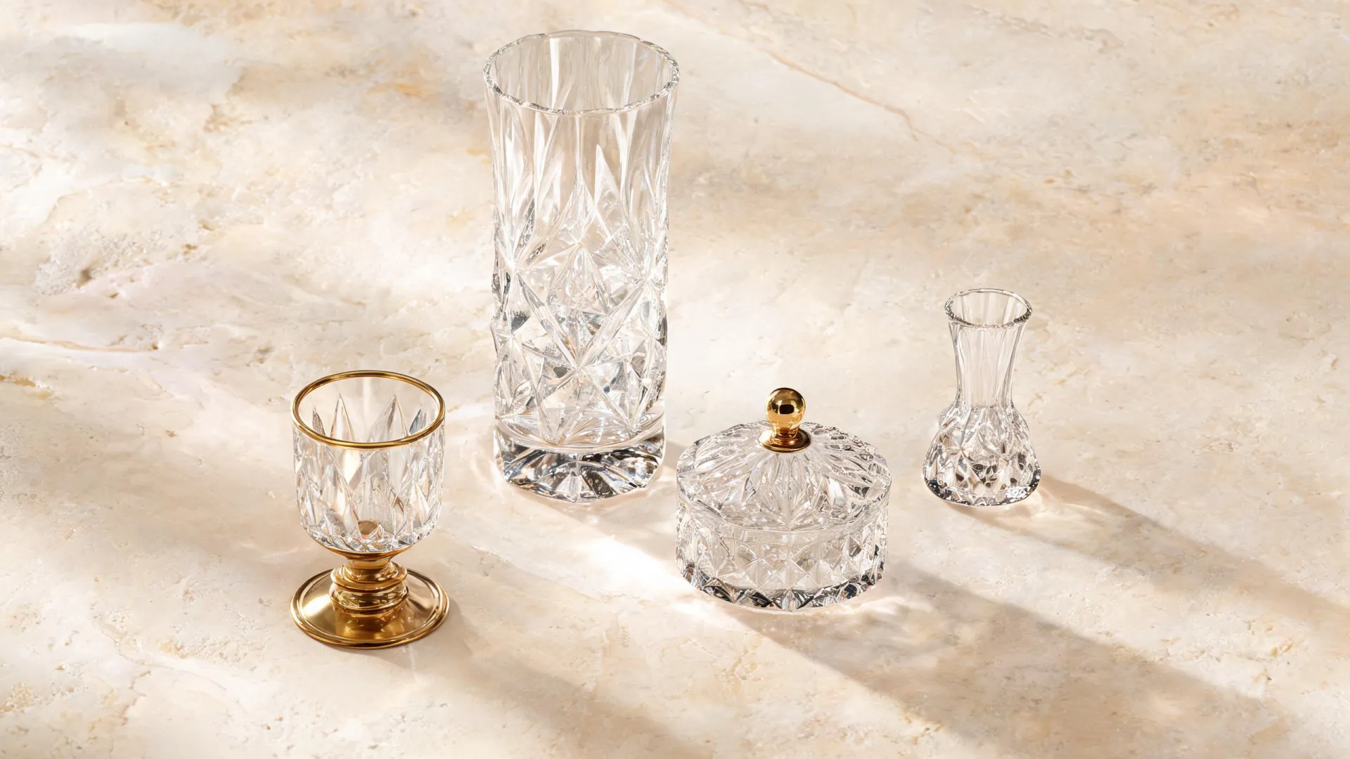 Orrefors crystal vase and candle holders